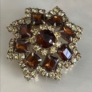Vintage Large Amber Rosette Brooch